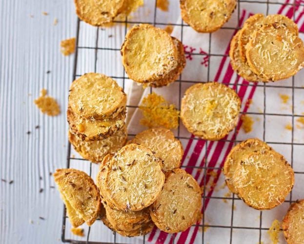 Roquefort, caraway and parmesan shortbreads