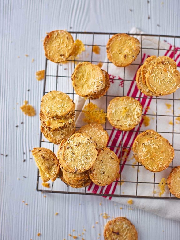 Roquefort, caraway and parmesan shortbreads