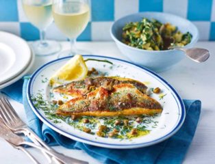 sea bass with potatoes and chard