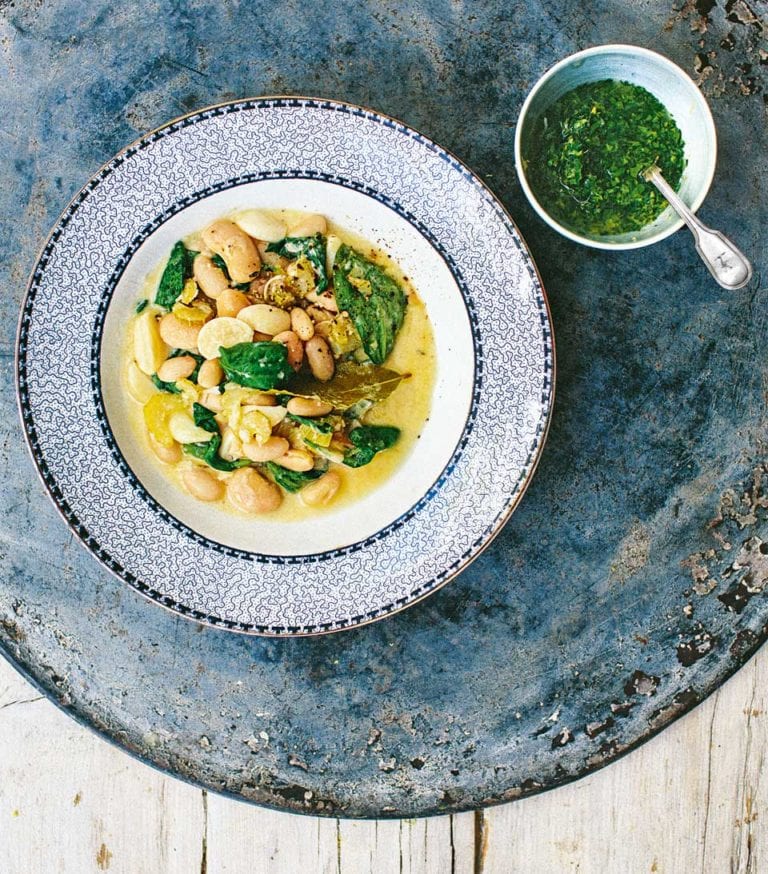 Garlic and white bean stew with gremolata