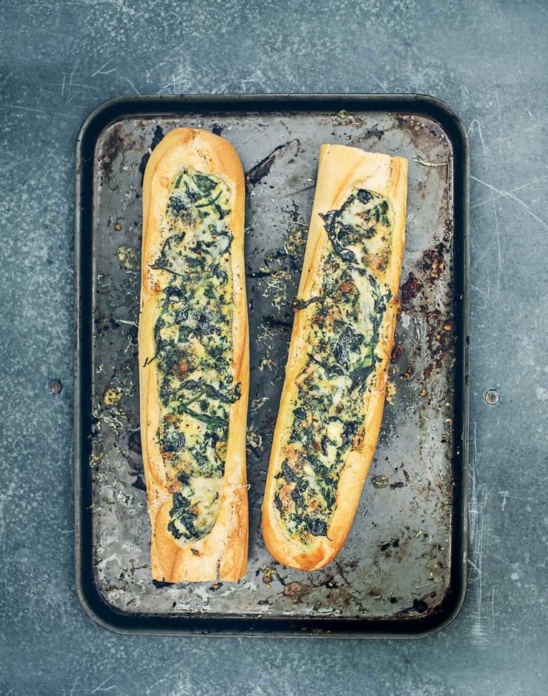 Spinach and lemon baguette