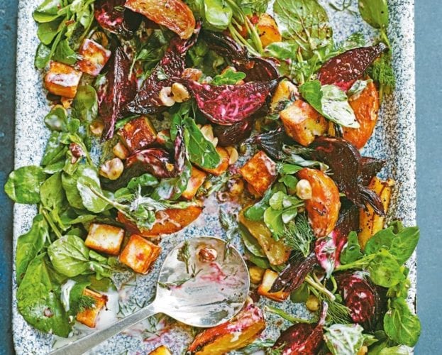 Paneer and roasted beet salad