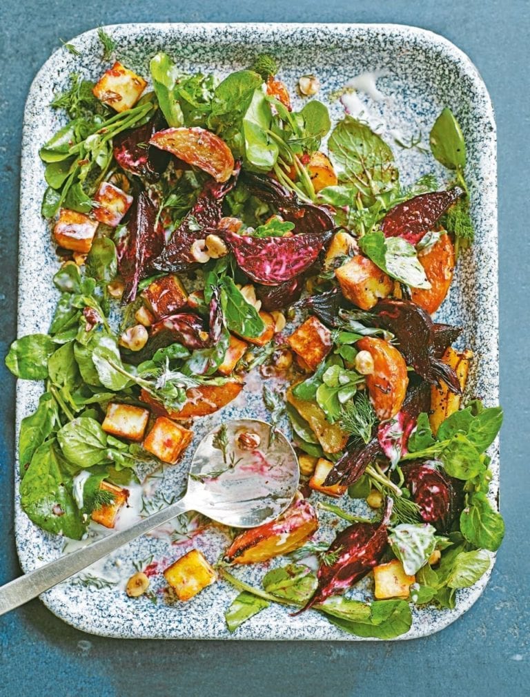 Paneer and roasted beet salad