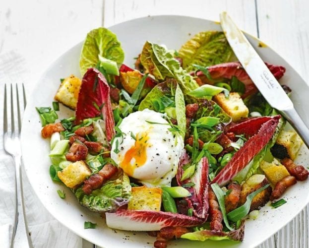 Bistro salad with a poached egg