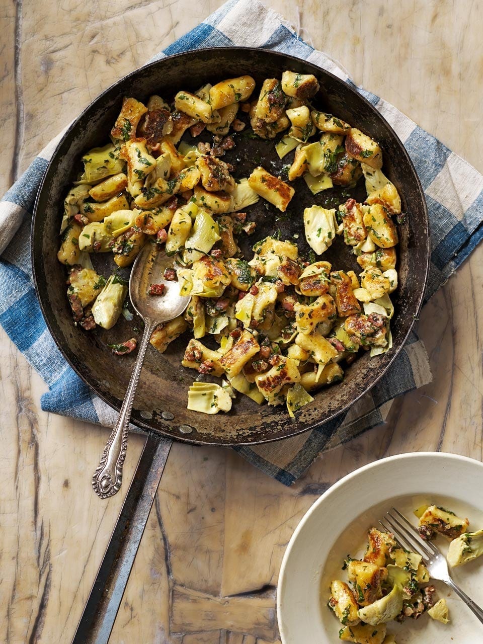 Gnocchi with artichokes, pancetta and mascarpone recipe delicious