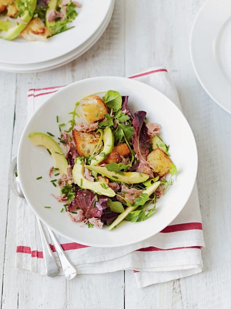 Ham hock, avocado and herb salad