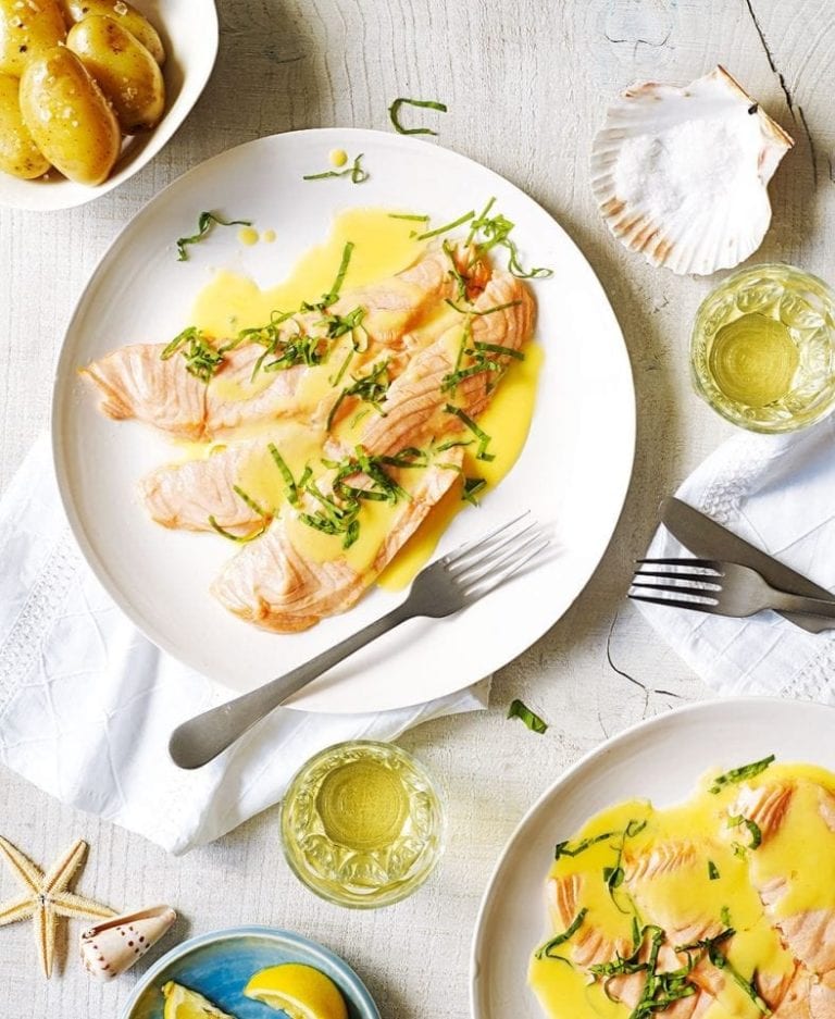 Rick Stein’s salmon with sorrel sauce