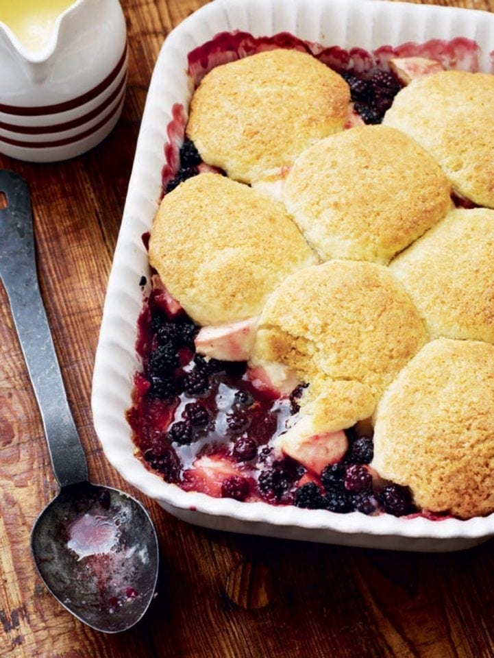 Blackberry and apple cobbler