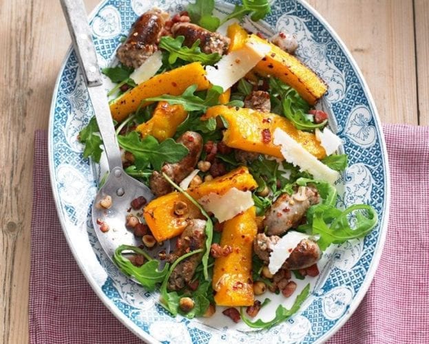 Roast squash, freekeh and feta salad