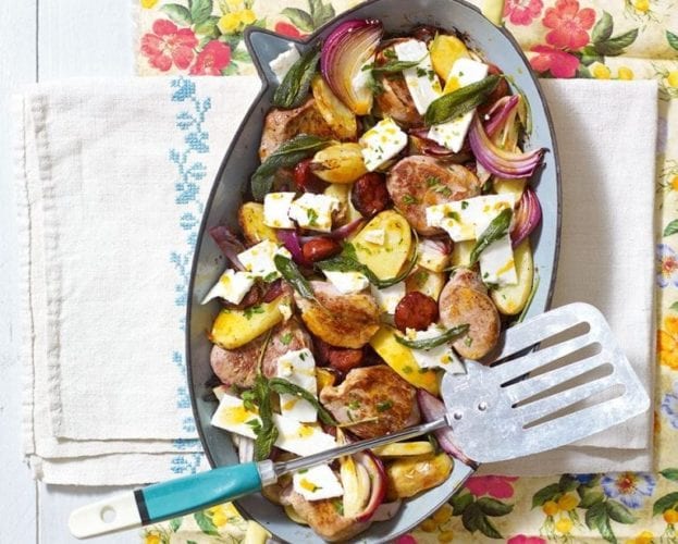 Pork, sage and feta bake