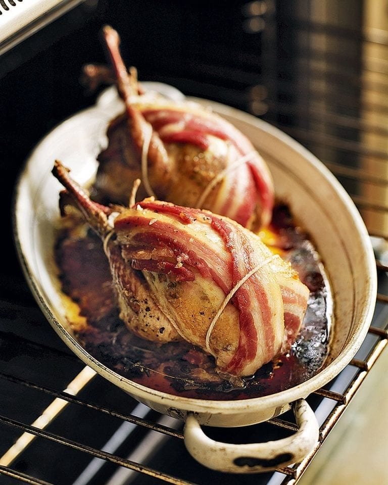 Roast partridge with cider gravy