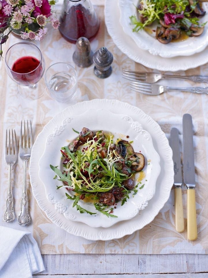 Lamb’s kidney and mushroom salad