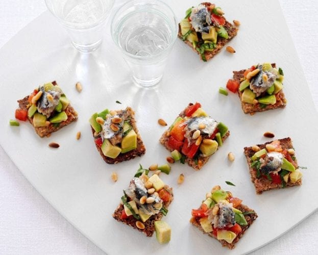 Tomato and sardine crostini