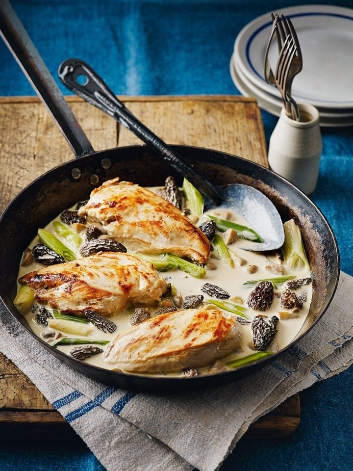 Raymond Blanc’s chicken and mushrooms in wine sauce