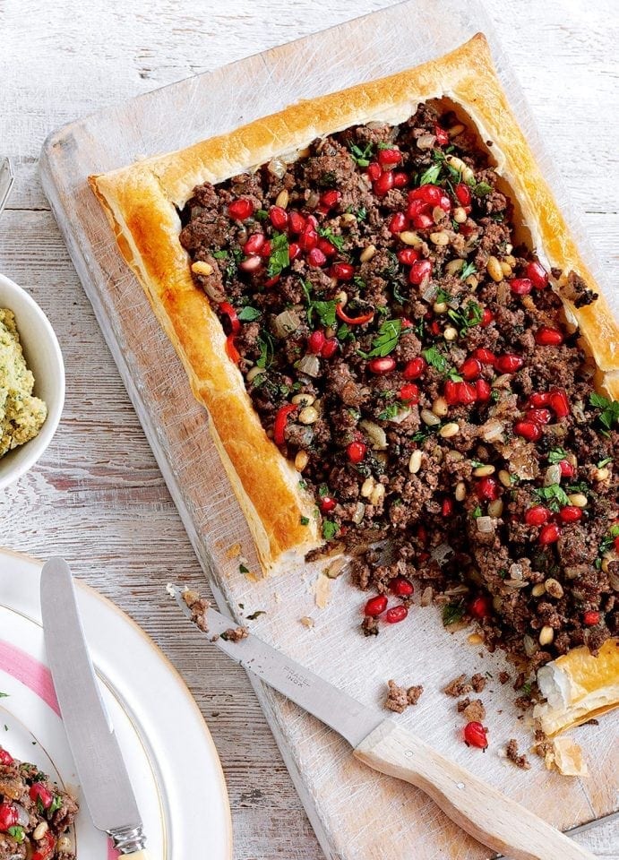 Spicy Lebanese lamb tart