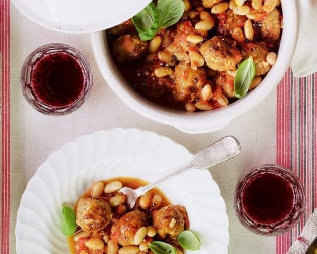 Pork and lemon meatballs with cannellini beans