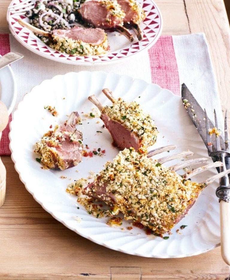 Lemon and herb crusted racks of lamb