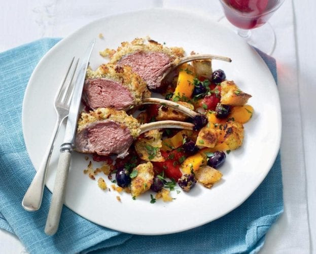 Rack of lamb with new potatoes and honey sauce
