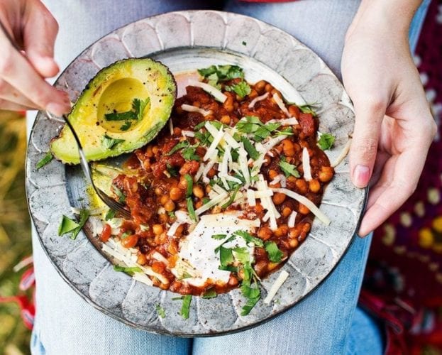 Easy jacket potatoes with smoky beans