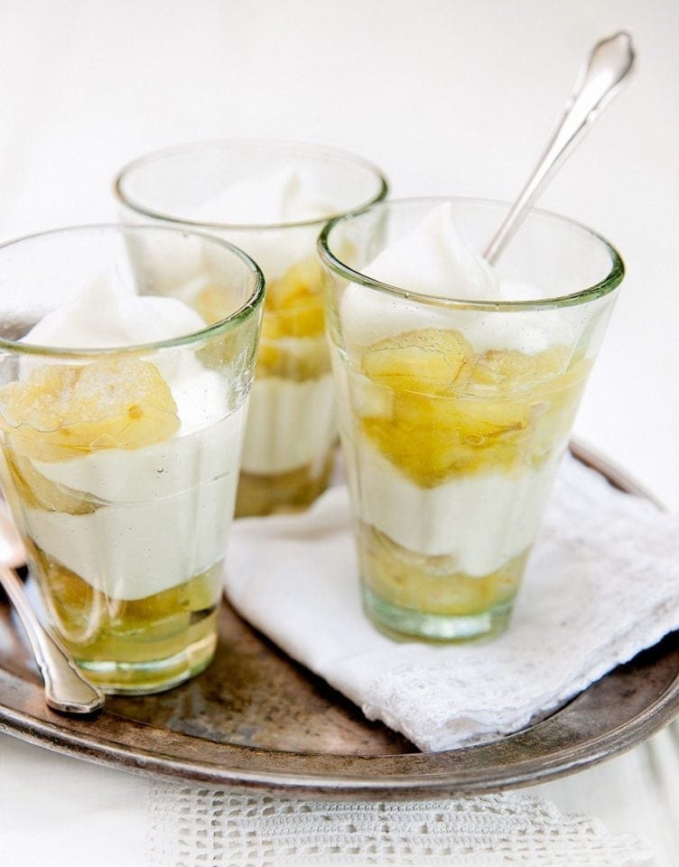 Elderflower fool with poached gooseberries