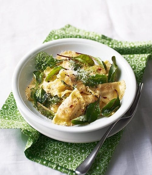 Spicy sausage ravioli with fennel and chilli butter