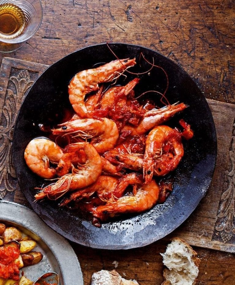 King prawns with garlic and chilli (gambas al ajillo)