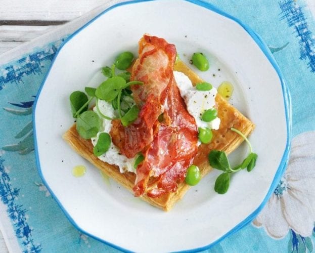 Ricotta, broad bean and ham tartlets