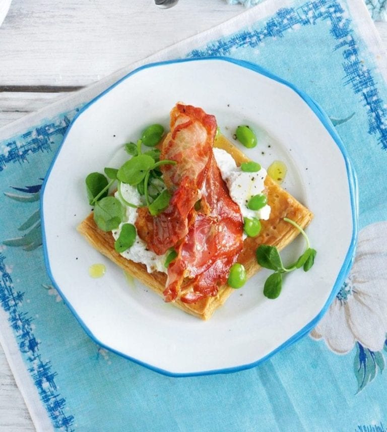 Ricotta, broad bean and ham tartlets