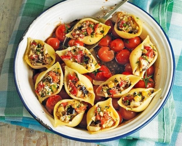 Olive and feta stuffed pasta