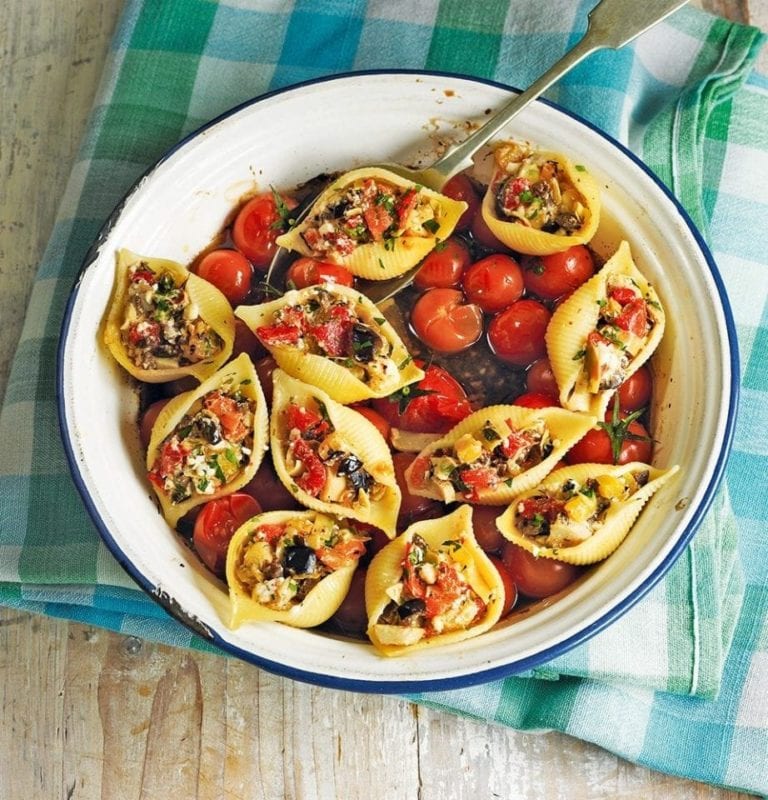 Olive and feta stuffed pasta