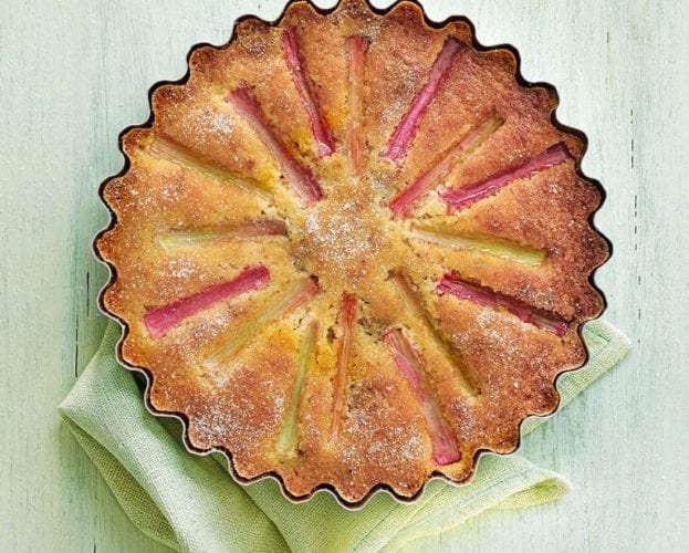 Rhubarb and amaretti cake with orange glaze