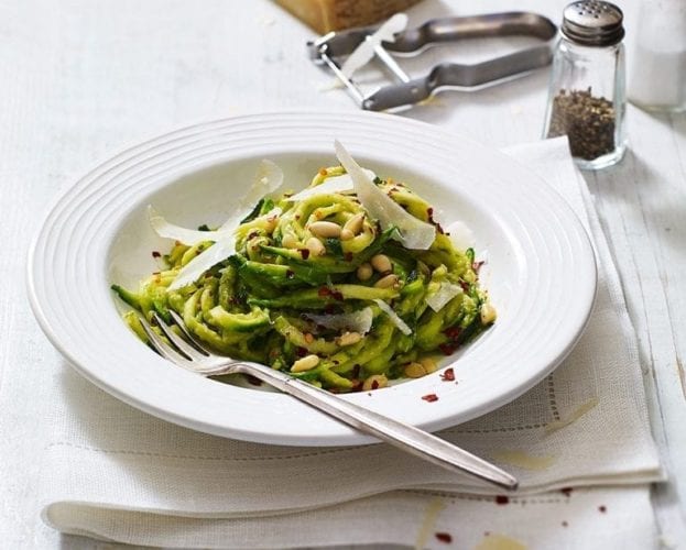 Courgetti with avocado pesto
