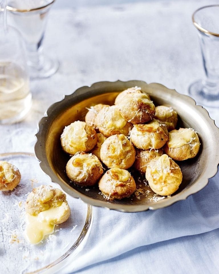 Rarebit stuffed gougères