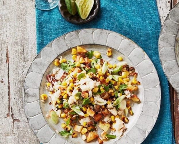 Sweetcorn, asparagus and tarragon salad with caper dressing