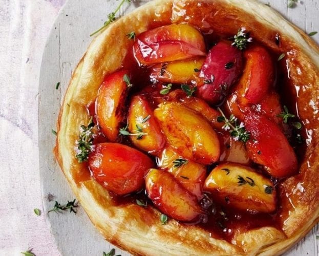 Quick peach tatin