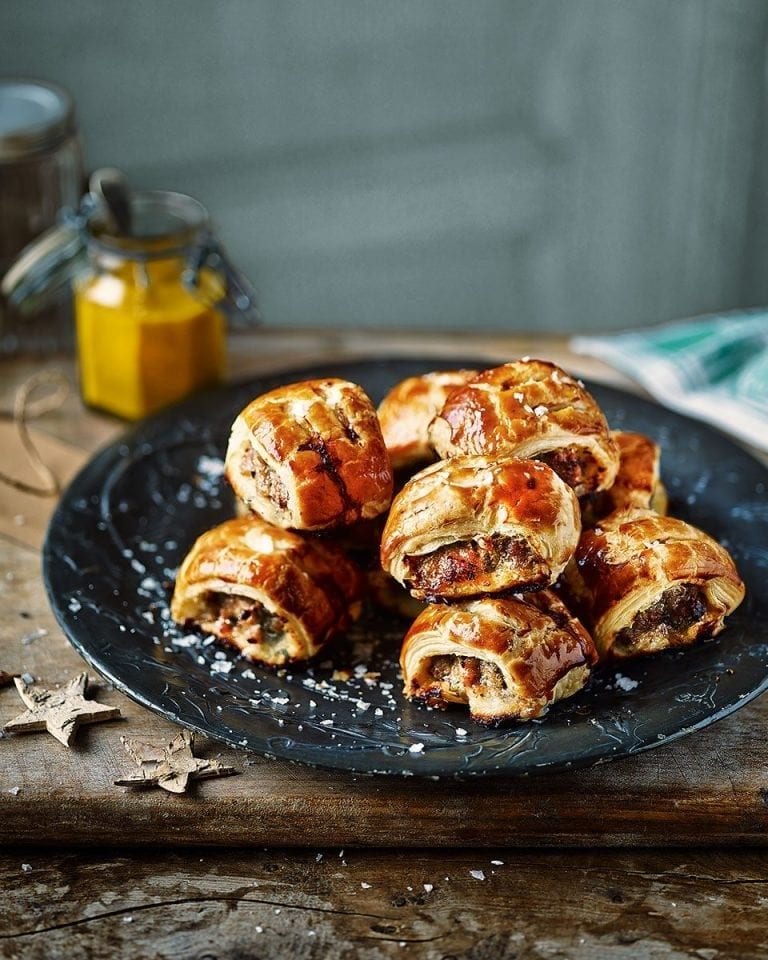 Mustard and tarragon sausage rolls