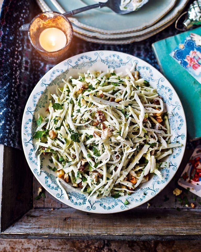 Kohlrabi, cabbage and apple slaw recipe | delicious. magazine