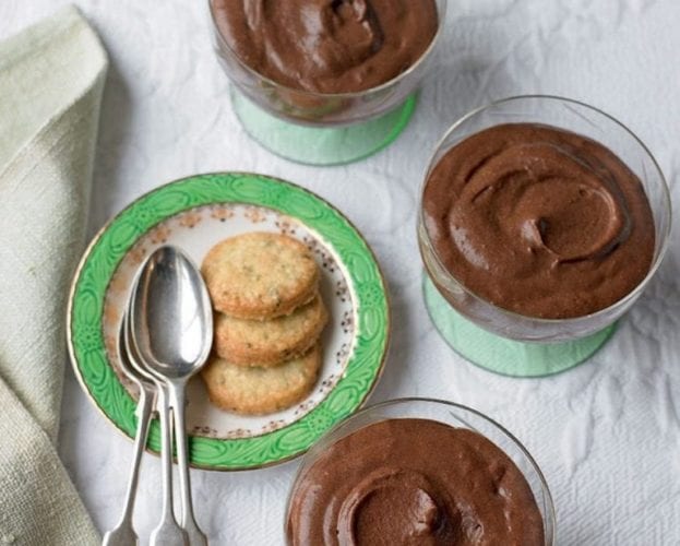 Chocolate mousse and passion fruit tart