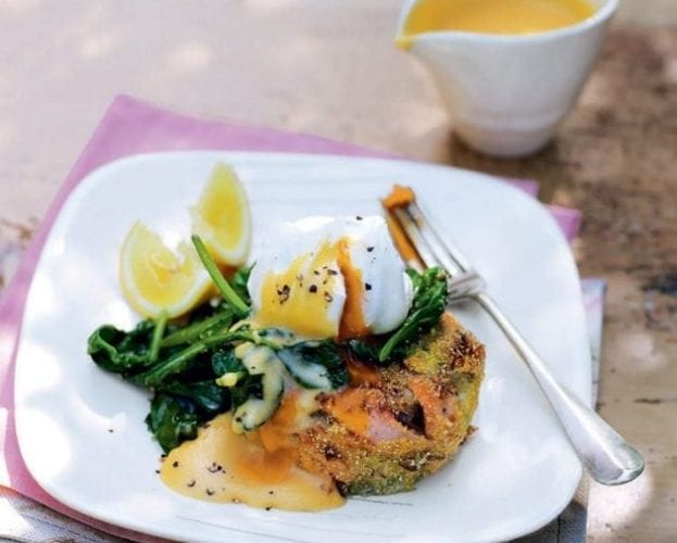 Tea-smoked salmon and coconut fishcakes