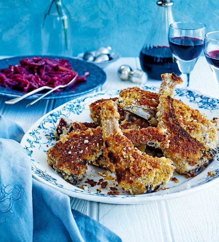 Rick Stein’s Icelandic breaded lamb chops with spiced red cabbage