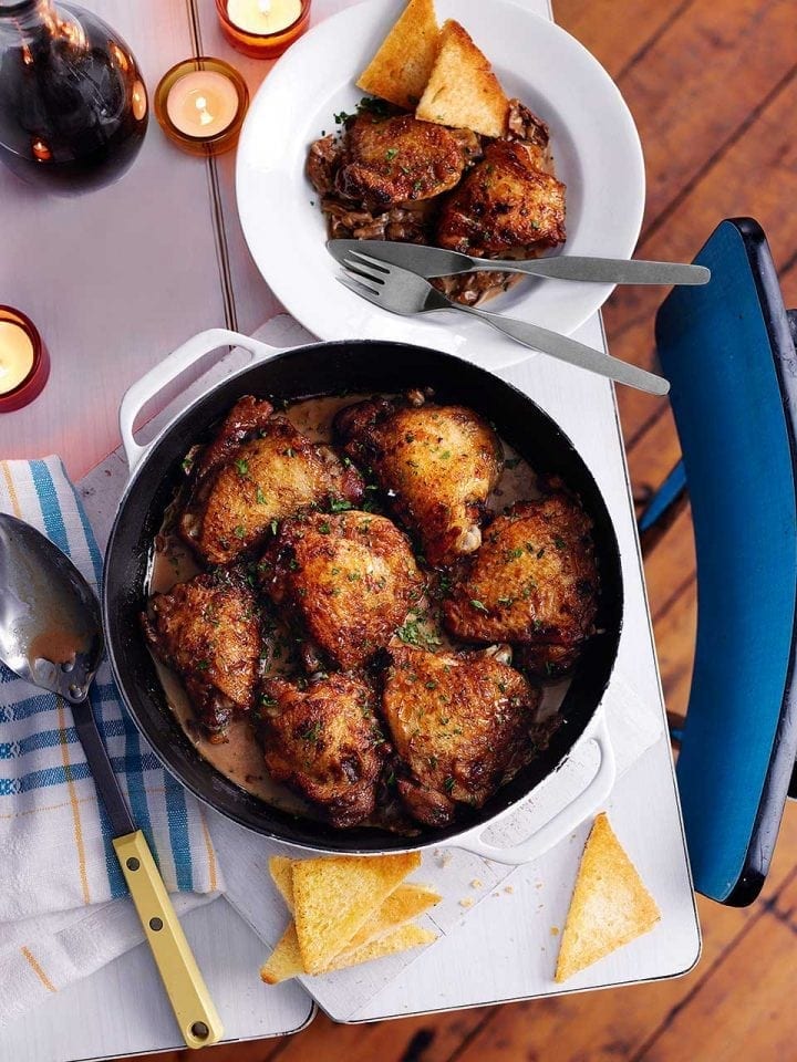 Valentine Warner’s chicken thighs with port and madeira