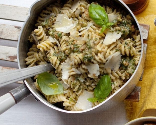 Fusilli with walnut pesto
