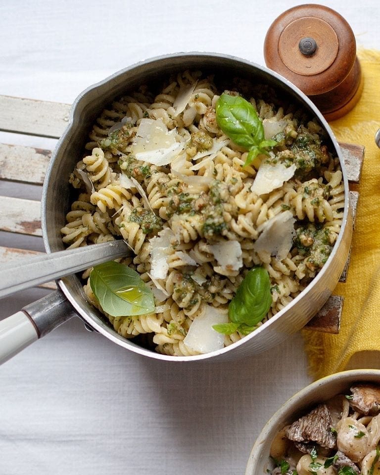 Fusilli with walnut pesto