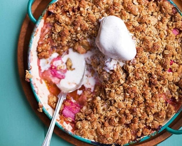 Rhubarb and lemon baked cheesecake
