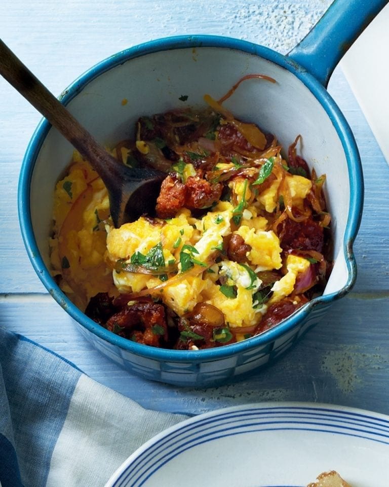 Chorizo and scrambled eggs