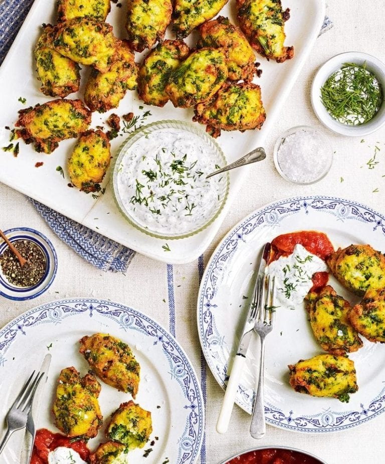 Savoury ricotta and greens fritters