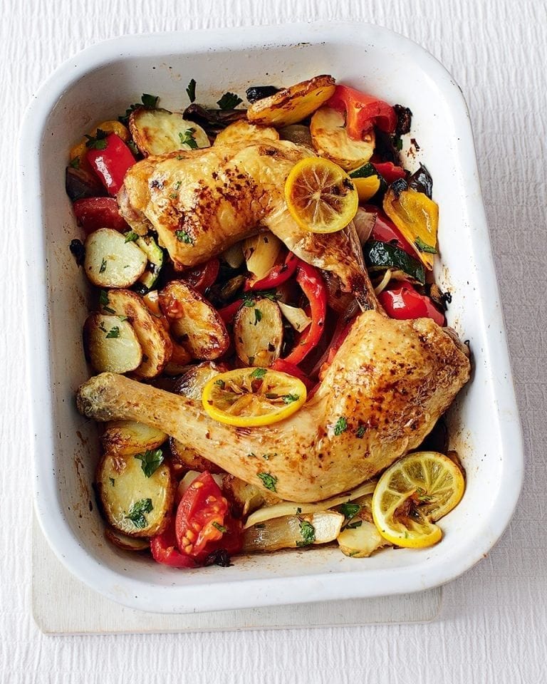 Quick lemon chicken traybake