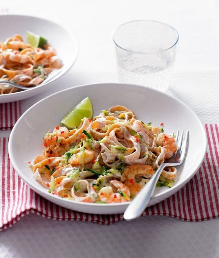 Cheat’s chilli prawn tagliatelle