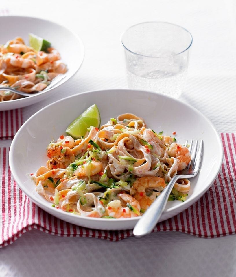 Cheat's chilli prawn tagliatelle recipe delicious. magazine