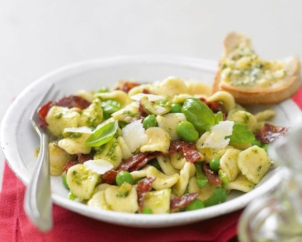 Trapanese pesto pasta with salmon